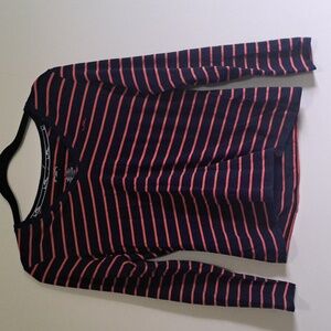 Ralph lauren Long Sleeve Vneck striped athletic Ladies Peach & Dark blue